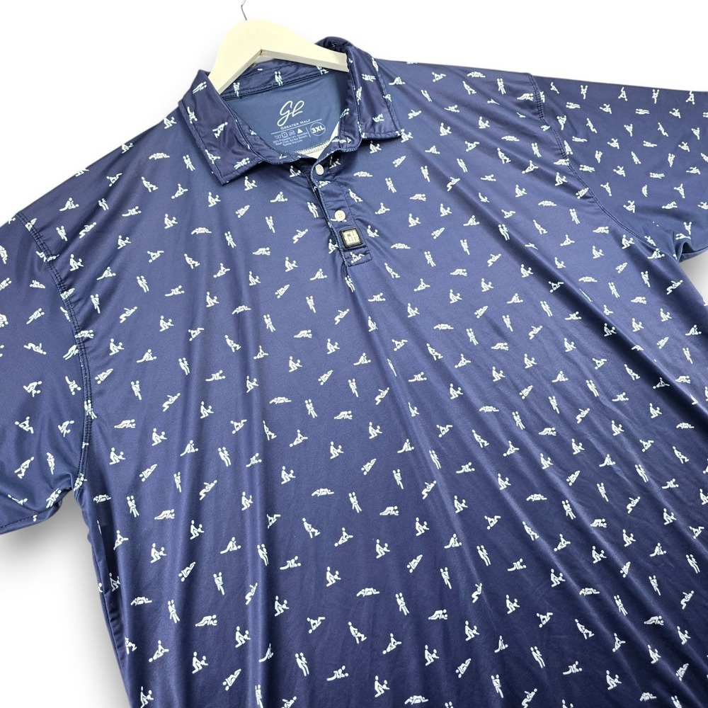 Greater Half Mens 3XL Blue Sex Ed Novelty Polo Shirt Performance Golf Polyester